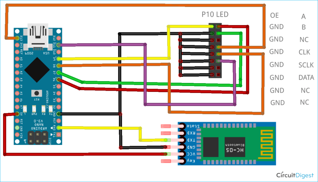 Bluetooth-Controlled LED Display circuit diagram