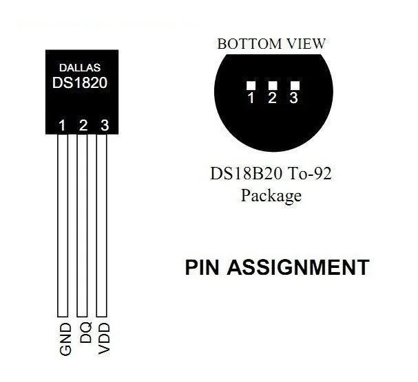 DS18B20 Temperature Sensor pinout