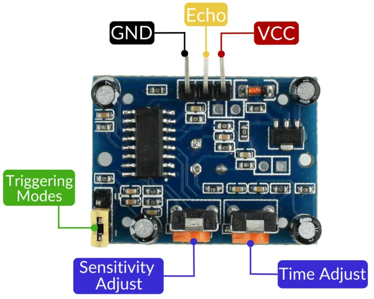 HC-SR501 PIR Sensor pin configuration circuit diagram